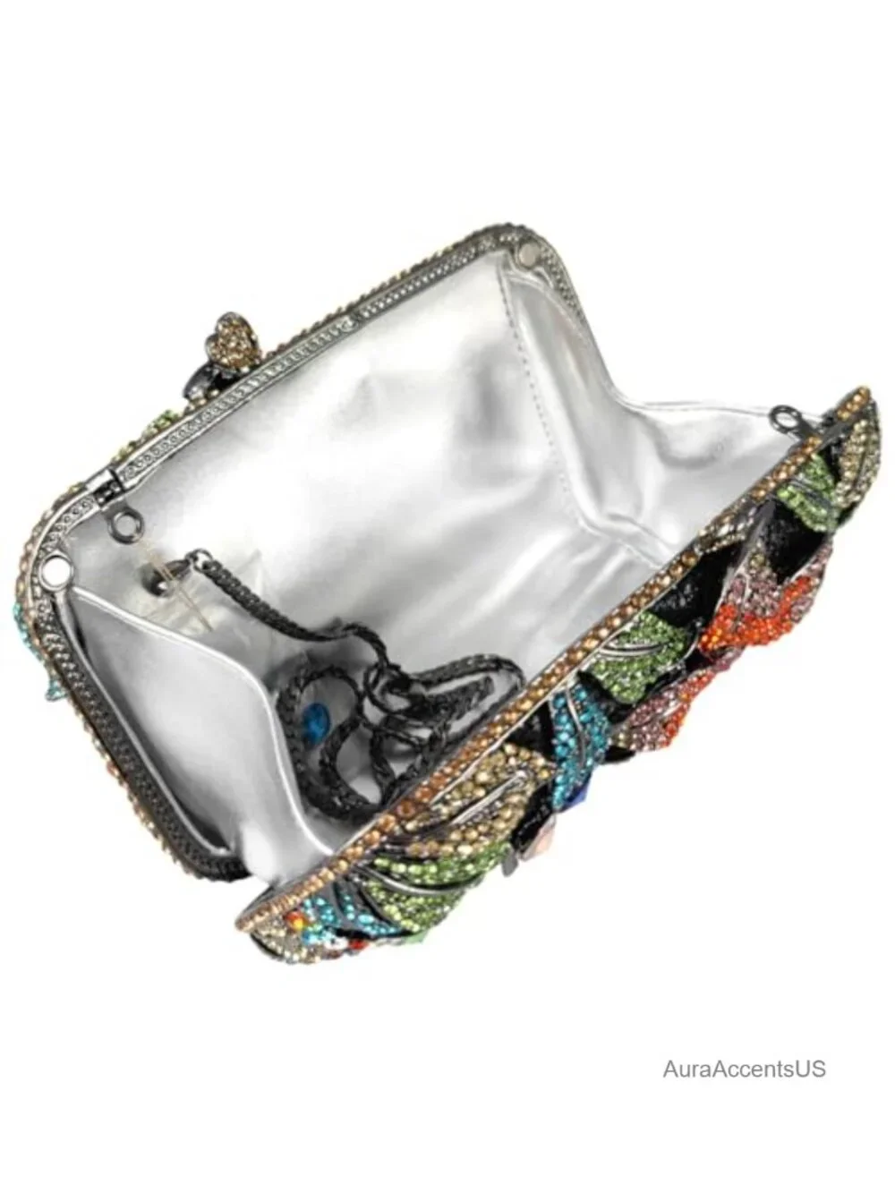 Mini Crystal Floral Clutch Evening Bag Heavy Crystal Hard Case Handbag